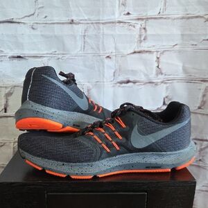 Nike Run Swift Black and Gray Sneakers with Orange Accents Size 9